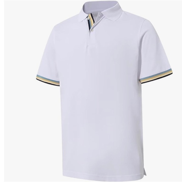 Men's Pique Polo Shirts Short Sleeve Cotton Blend Solid Casual Classic Fit Polo - Picture 1 of 6